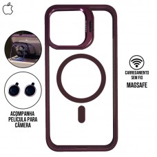 Capa iPhone 15 - Metal Stand Magsafe Dark Pink